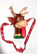 2022 Disney Parks Christmas Reindeer Novelty Sipper Cup/Bells Lanyard Holiday 