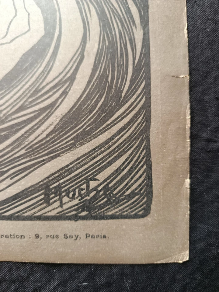Alphonse MUCHA couverture COCORICO 1899 - Art Nouveau - Portrait féminin fleur - Photo 3/4