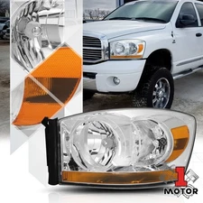 LH Driver Side Chrome Headlight Head Lamp Assembly for 06-09 Ram 1500/2500/3500