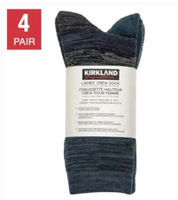 Kirkland Signature Women's Extra-Fine Merino Wool Blend Crew Sock, 4-pair
