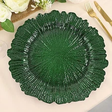 6 HUNTER GREEN 13" Round Textured Charger Plates Wedding Dinner Decorations Home