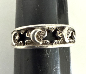 Sterling Silver .925 Star, Moon, Toe Ring Adjustable Size