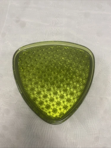 Vintage Anchor Hocking Daisy & Buttons Triangle Green Snack Plate