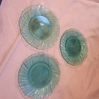 Jeannette Depression Glass Ultramarine Swirl Petal Plate -  6 1/2 in - Set of 3