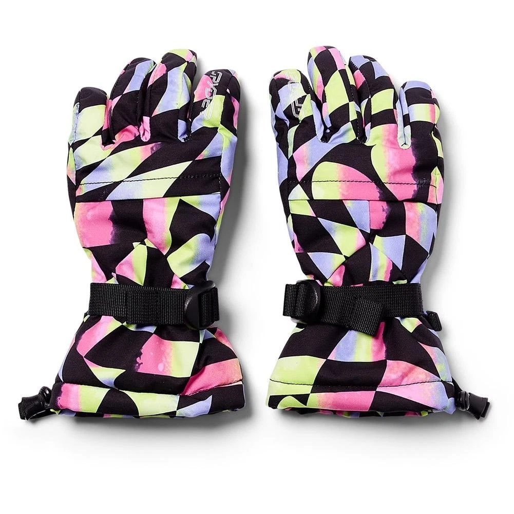 Spyder Girls Synthesis Glove Small Multi Geometric Primaloft Insulated Ski Snow