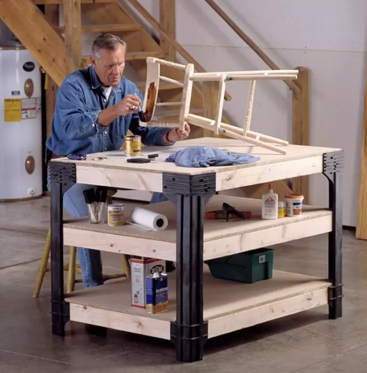 2x4 Work Bench Legs Construction DIY Project Adjustable Table