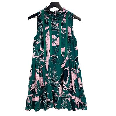Sunday Best Aritzia | Tropical A-Line Mini Dress Green Pink | S | eBay