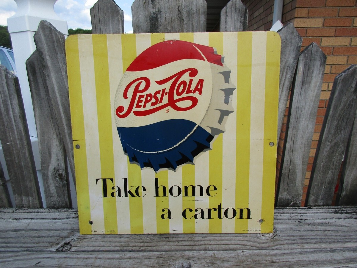 ORIGINAL 2 SIDED PEPSI-COLA METAL SIGN | eBay