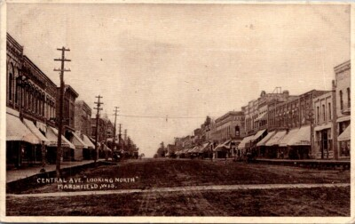 #ad Postcard Street View Central Ave. Marshfield Wisconsin WI c.1907 1915 Q201 $18.95