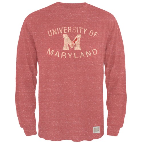 Maryland Terrapins  -  Distressed Logo Tri-Blend Adult Long Sleeve T-Shirt