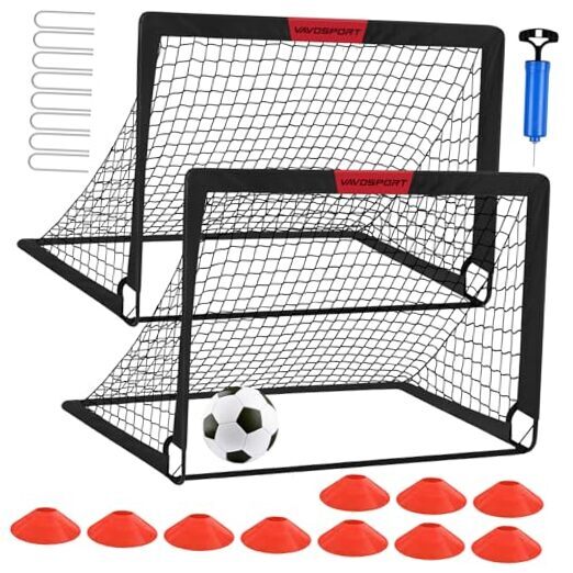 Kids Soccer Goals for Backyard Set - 2 of 4' x 3' Portable Soccer Goal Black