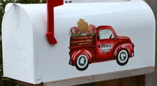 Mailbox Magnet (Partial Cover) Red Vintage Truck for Whi or Blk Mail Box Flowers