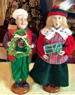 Vintage Lifelike Christmas Caroler Dolls, 13 in. Tall on wood platform Pre-owned — photo 3