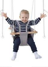 Baby Swing by Cateam - canvas gray wooden hanging swing seat chair for baby
