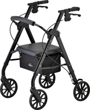 NOVA STAR 8 Rollator Walker w/Perfect Fit System Ltweight Folding-OPENBOX BLACK