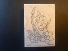 Flowers - Daffodils - Rubber Stamp - Wood Mounted - NEW