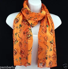 Happy Halloween Women's Scarf Pumpkin Candy Corn Gift Scarfs Orange Scarves 