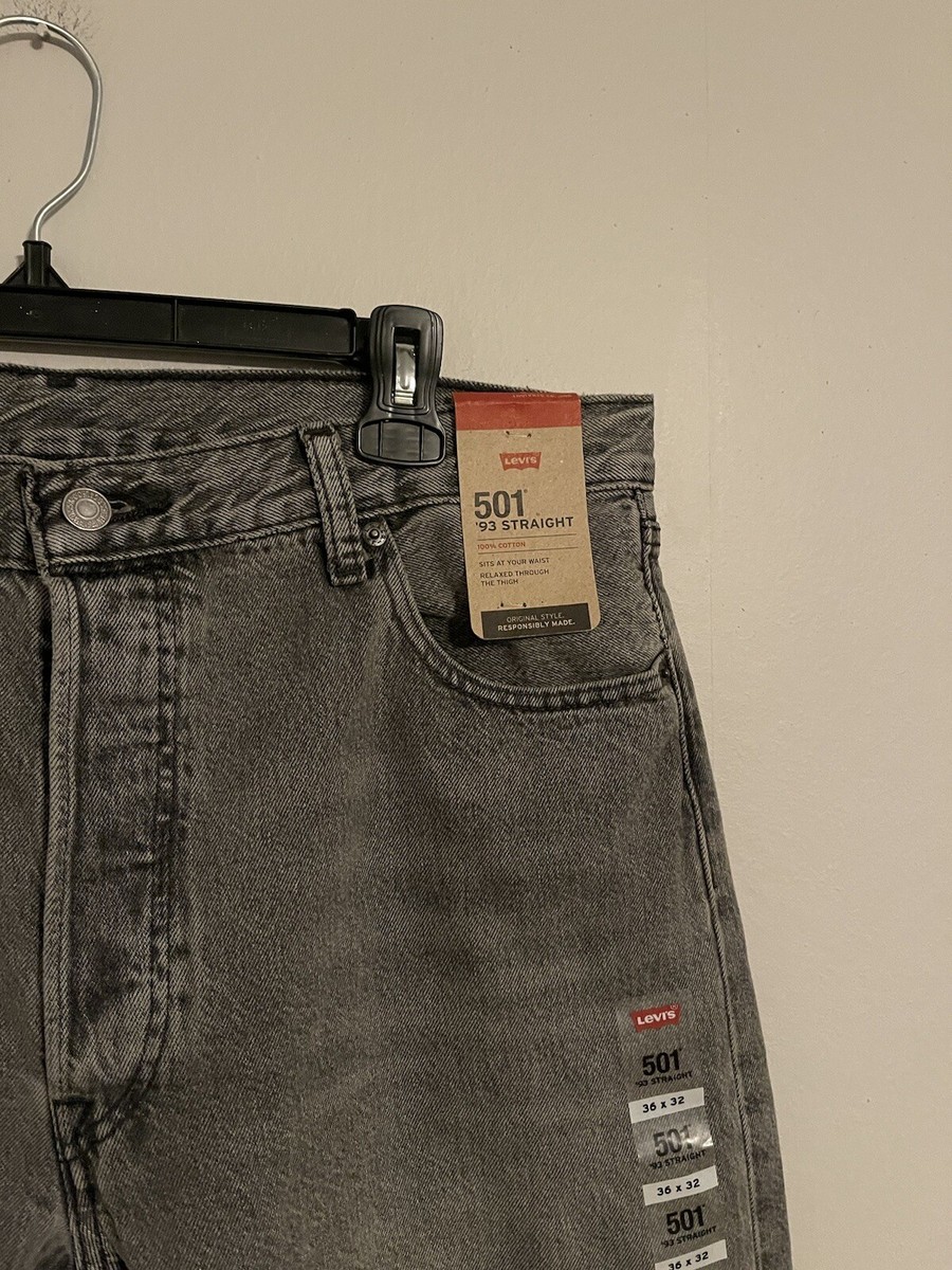 Levi's 501 '93 Straight Fit Distressed Gray Denim Jeans - Men's