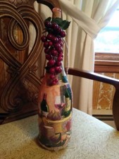 DECOUPAGE BOTTLE OF WINE  With Grapes