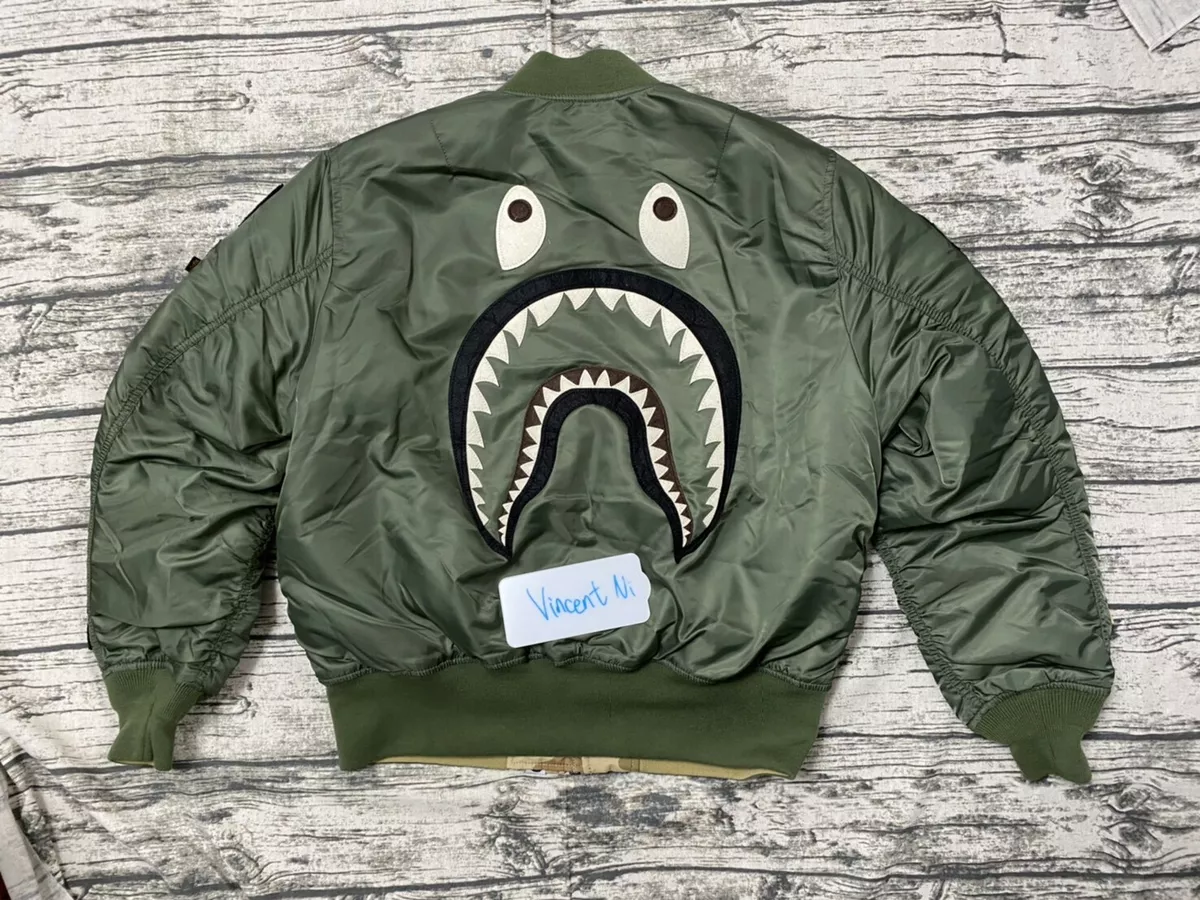 A BATHING APE BAPE X ALPHA INDUSTRIES REVERSIBLE MA-1 XL XL