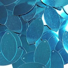 Teal Deep Turquoise Navette Leaf Sequins 1.5 inch Couture Paillettes Made in USA