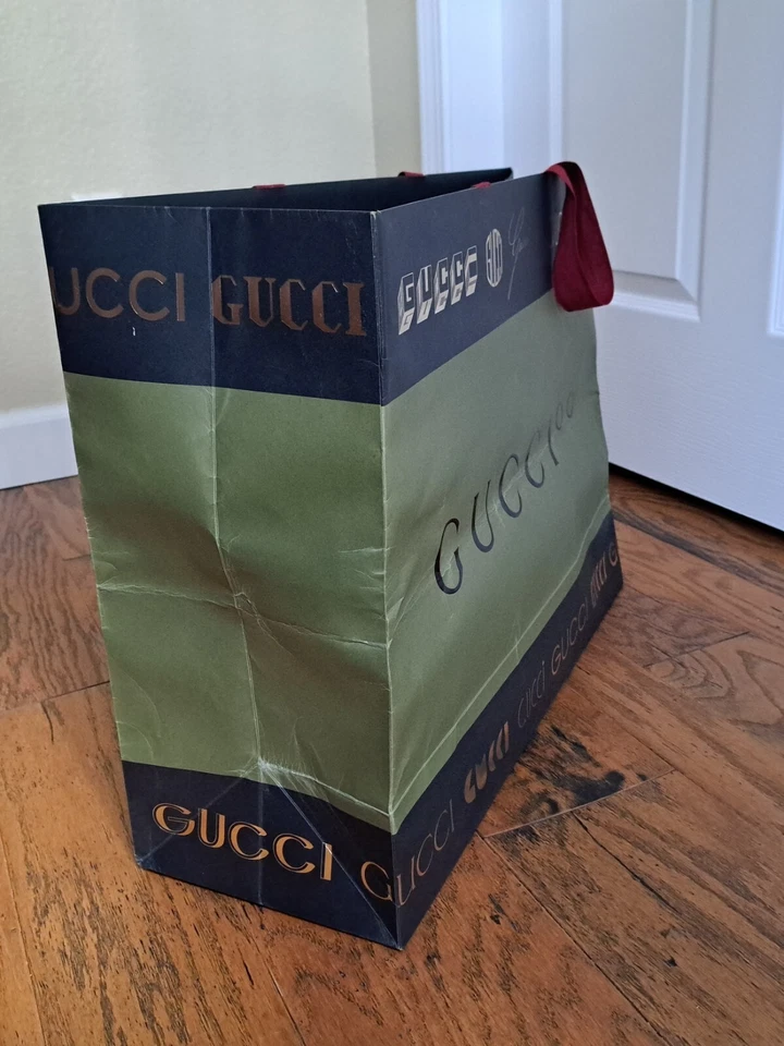 Винтажная сумка GUCCI 100-я годовщина очень большая сумка для покупок лента 23 x 17 x 8 дюймов - Изображение 4 из 4