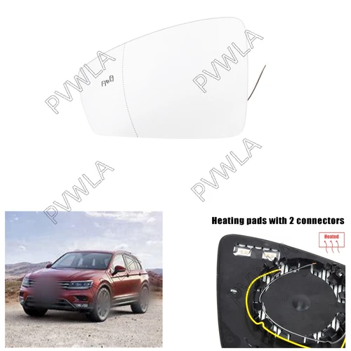 Left driver Side blind spot Heated Mirror Glass For Volkswagen Tiguan 2018-2023