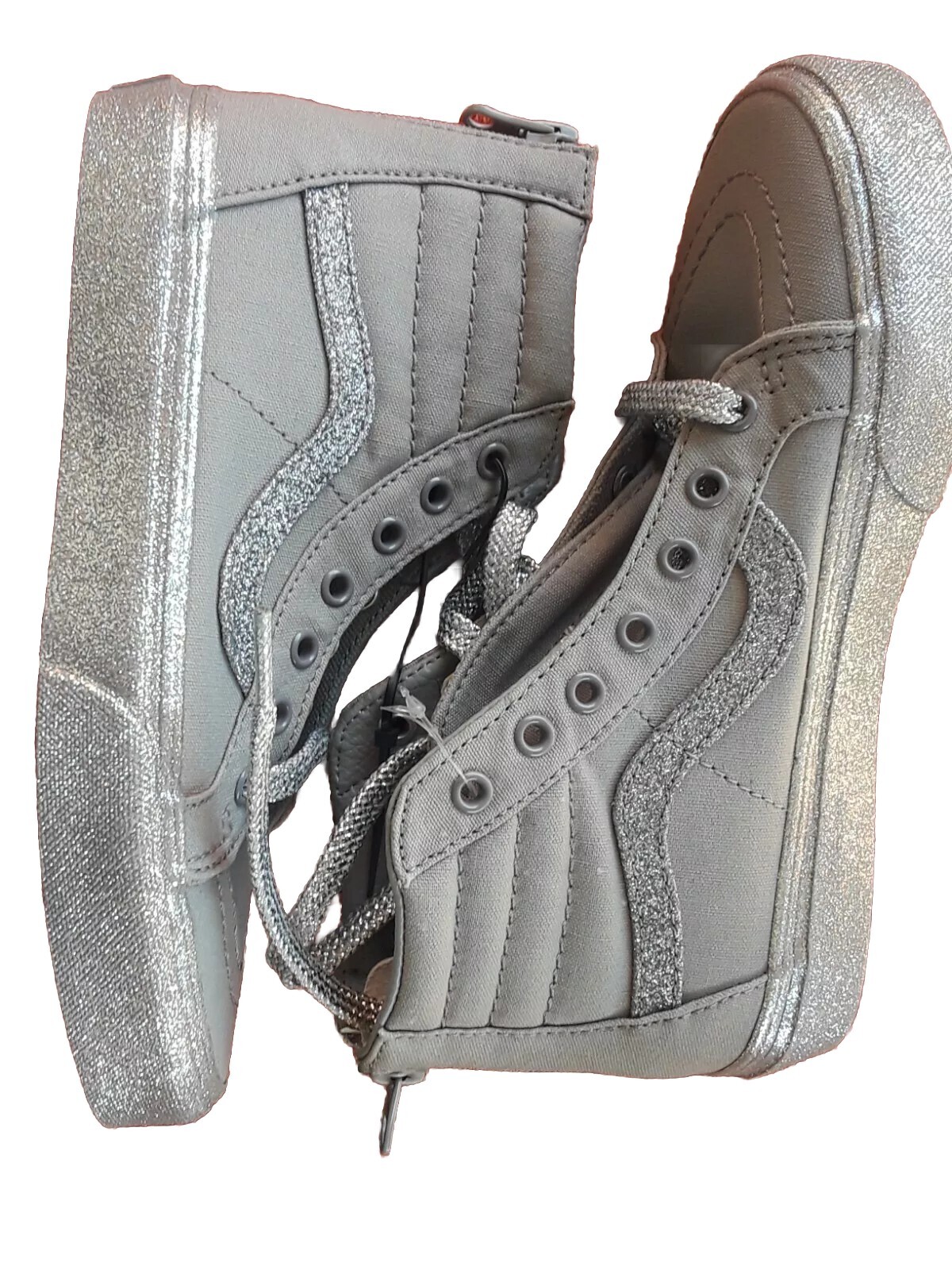 Vans Sk8-Hi Toddler Shoes Gray Glitter High Top Sneakers Kids Size 3 NWOB-image