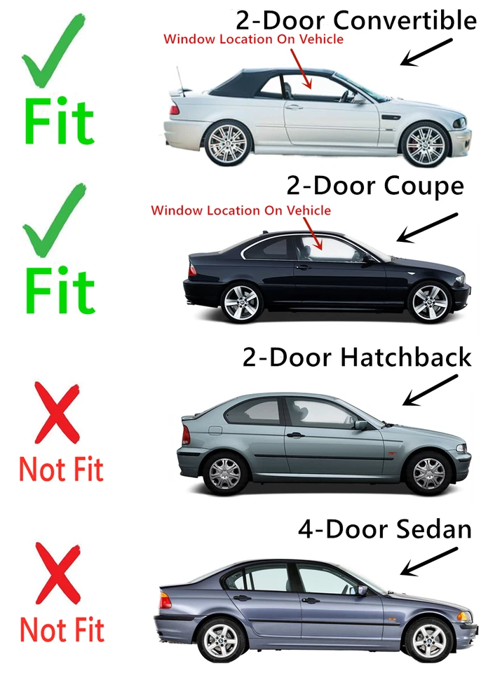 Fit BMW 3-Series M3 328 323 318 2 Dr Passenger Right Side Door Window Glass - Изображение 2 из 4