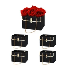 Paper Flower Bags, 5 Pcs Paper Bouquet Flower Bag, Black