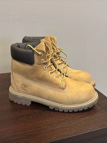 Stivali stringati Timberland 12709 bambini giovani taglia 2 M pelle marrone impermeabili 6"