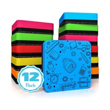 12 Pack Dry Erase Erasers Assorted Colors Magnetic Whiteboard