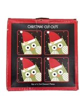 Christmas Cut-Outs Dinnerware, Set of 4 Owl Appetizer Plates   NEW!!!!!