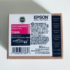 Genuine Epson Pro 3880 T580A T580A00 Vivid Magenta Printer Ink OEM 12-2023