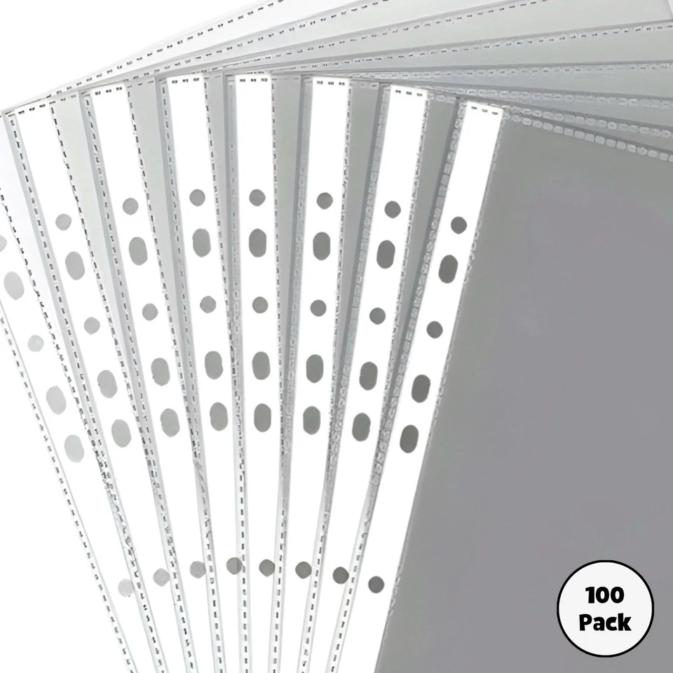 A4 Heavy Duty Clear Plastic Punched Pockets, 11-Hole Poly Wallets Sleeves Filing - Image 2 of 4