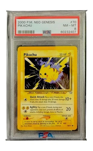 Pikachu 70/111 Neo Genesis  WoTC Pokemon TCG PSA 8 NM