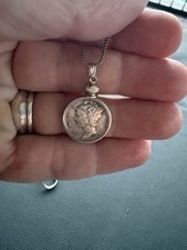 Hermoso collar de monedas de diez centavos de mercurio de plata • Moneda de plata auténtica • 20 pulgadas ajustable