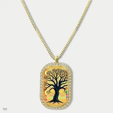 Amazing Colorful Tree of Life Pendant Necklace Chain Image Dog Tag Chain Gift De