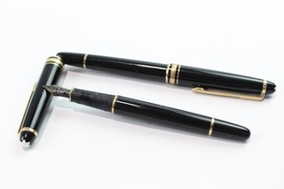 Montblanc Meisterstuck Fountain Pens 14ct Gold Nibs Black Casing x2
