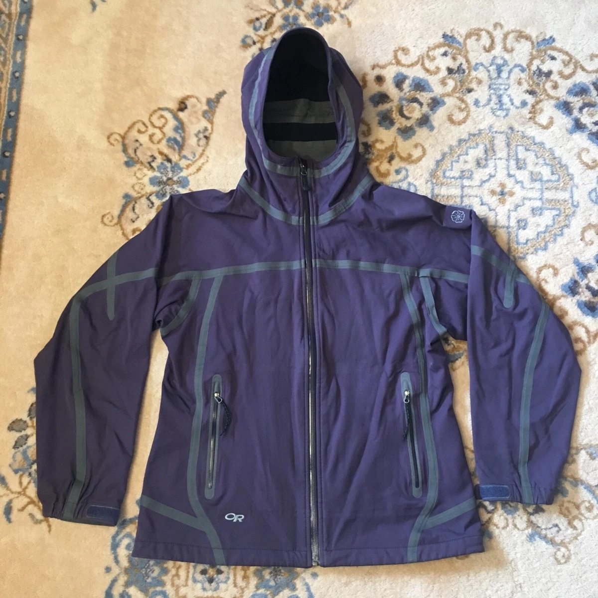 Outdoor Research Men s Mithril Jacket Purple Large Fleece Hoody Rain Snow