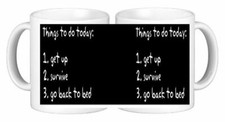 Things To Do Today Get Up Survive Go Back To Bed Novelty Ceramic Coffee Mug
