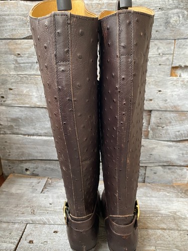 RM Williams kniehohe braune Reitstiefel mit geprägtem Straußenleder US 10,5 - Bild 10 von 21