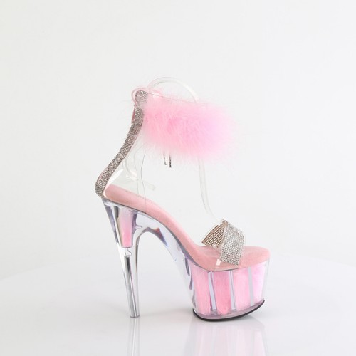 CLOSED BACK-SIDE LACES-7" RS-PF-MARABOU SEXY SANDAL WOMENS Sz 5 6 7 8 9 10 11 12 - Picture 4 of 5