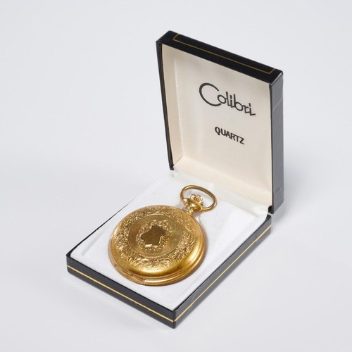 Vintage Colibri Swiss Gold Tone Quartz Pocket Watch Needs Battery - Picture 2 of 7
