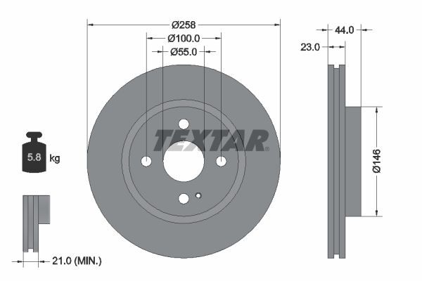 2X Textar 92166803 Bremsscheibe FüR Ford Mazda-image