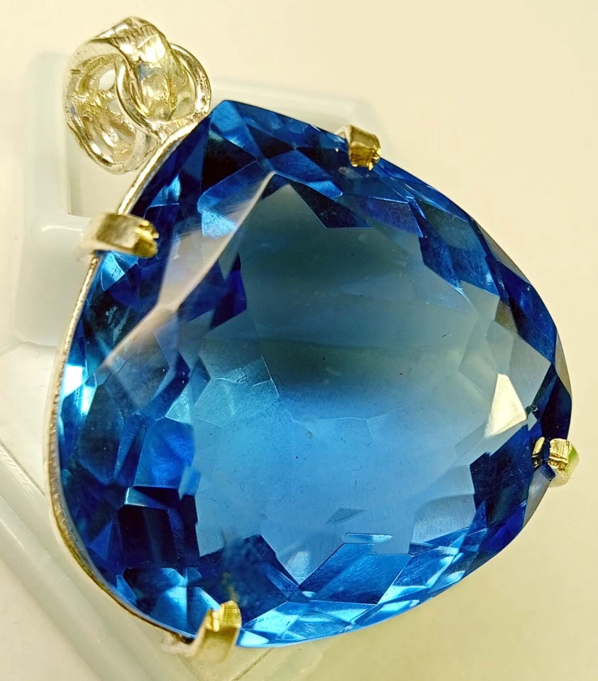Colgante corte pera 116,00 quilates topacio azul piedras preciosas sueltas naturales certificado EGL PD031 Foto 2 de 4