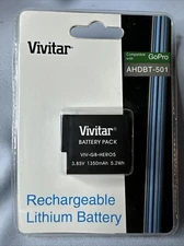 Vivitar Replacement Battery AHDBT-501 for GoPro Hero 5, 6, 7 Silver and Black