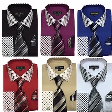 Men' s 60%Cotton 40% Polyester Collar French cuff POLKA DOT Tie With Hanky AH630