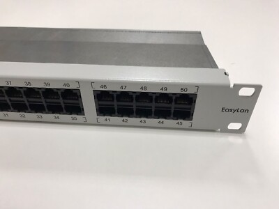 EasyLan Patchpanel 19'' 1HE 50 Ports RJ45 RAL 7035 [5.11.4]