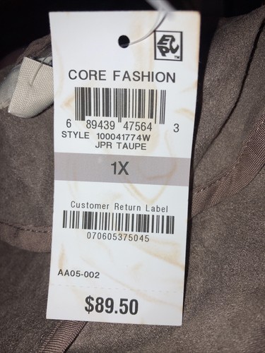Style & Co. Women's Plus Size Faux-Suede Draped-Front Jacket, Beige, 1X - Picture 3 of 3